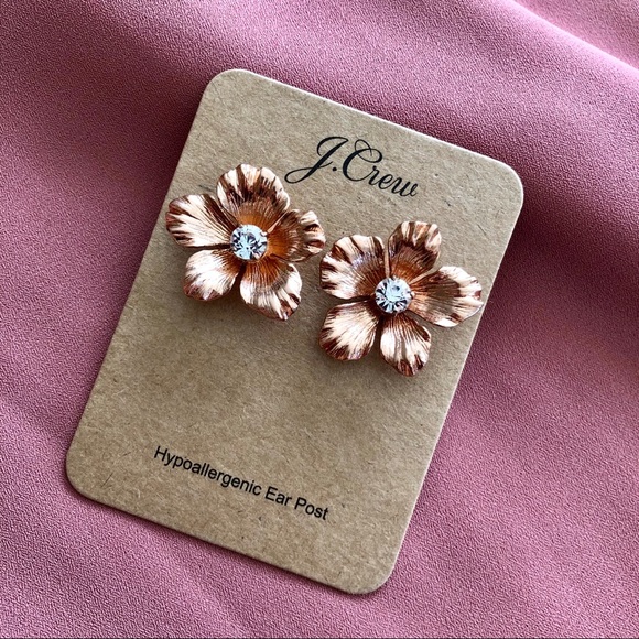 J. Crew Jewelry - NWT J.Crew Rose Gold Pansy Earrings
